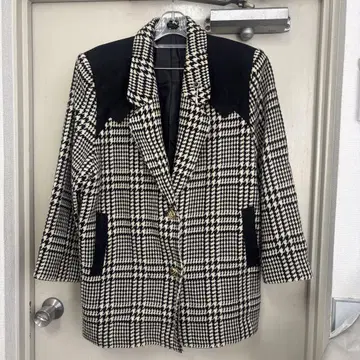 테일러드 자켓 화이트 블랙 체크