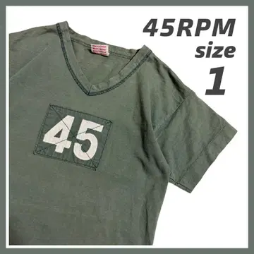 45rpm 반팔 티셔츠 V넥 카키 1
