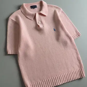랄프 로렌 정품 썸머 니트 하프 버튼 반팔 핑크 새상품급 정품