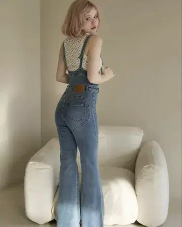 andmary 하트 힙 데님 올인원 S 사이즈