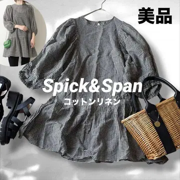 스픽 앤 스팬 22SS 린넨 혼방 퍼프 슬리브 튜닉 깅엄