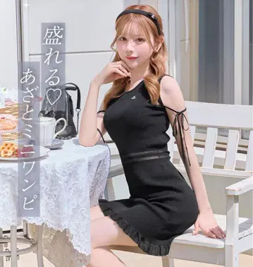 michell macaron 시스루 니트 미니 원피스