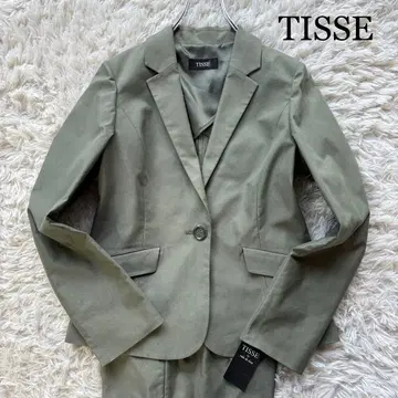 택 포함 새상품 TISSE 팬츠 수트 셋업 코튼 수트 카키 11AR67