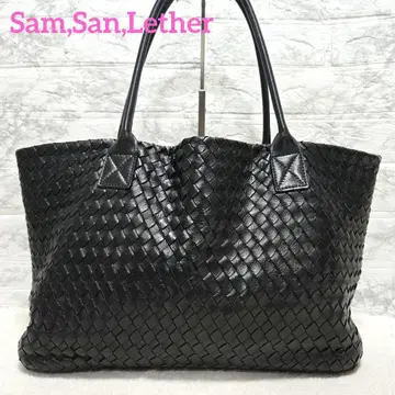 Sam.San.Leather 블랙 가죽 토트 인트레차트 A4