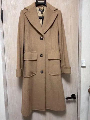 브룩스브라더스 표면 카멜 뒷면 레이온 베이지 롱 코트 여성용