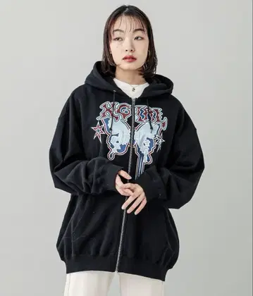 X-걸 버터플라이 지퍼 업 후드 집업