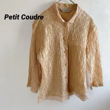 Petit Coudre 옅은 오렌지 7부 소매 셔츠 주름 가공 프리