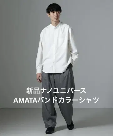 새상품 나노 유니버스 AMATA 코튼 터치 밴드 카라 셔츠