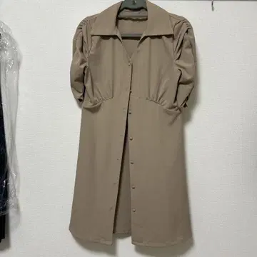 L MODA 베이지 셔츠 원피스 반팔