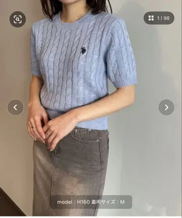 U.S.POLO ASSN 반팔 케이블 니트 색스