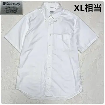 XL 상당 일본제 WORKERS 버튼 다운 셔츠 반팔 셔츠 세탁 가능