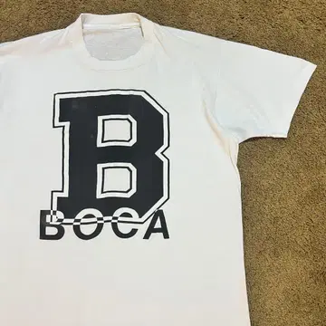 굿 프린트 BOCA 구제 의류 티셔츠 90s 소매 밑단 싱글 스티치 60