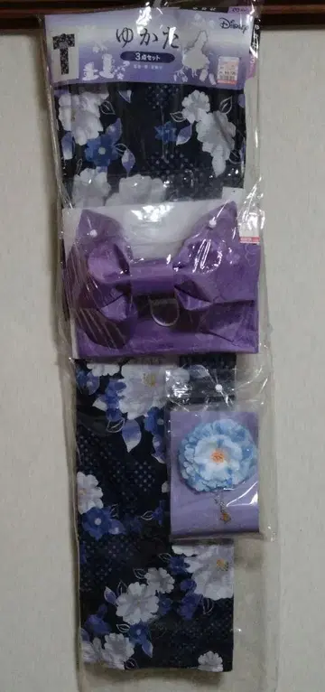 시마무라 유카타 디즈니 앨리스 3개 세트 유카타 오비 꽃 장식