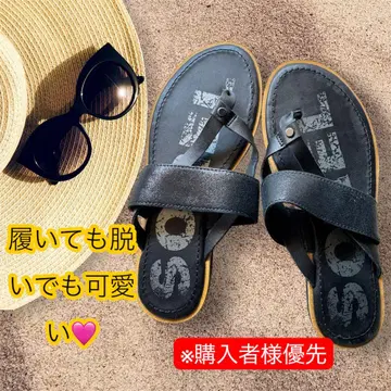 컨디션 최상 SOREL 블랙 쪼개는 플랫 비치 여름 샌들 비치샌들