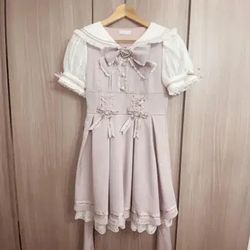 LIZLISA 메시지 체크 세일러 원피스