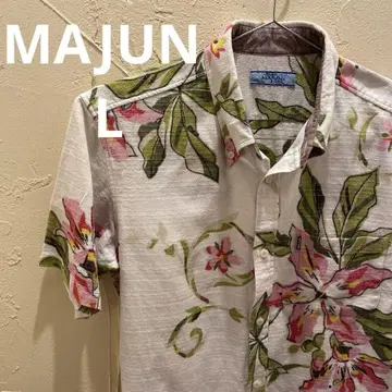 MAJUN 마준 카리유시 의류 알로하 셔츠 L 꽃무늬