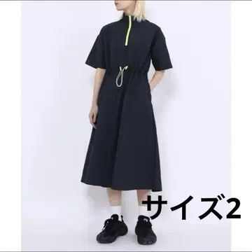 PUNYUS 하프 지퍼 나일론 원피스 블랙 사이즈 2 빅 사이즈