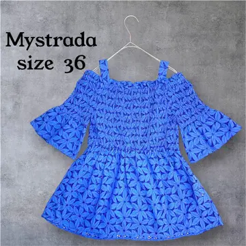 Mystrada 코튼 레이스 컷워크 블라우스 오프숄더 반팔