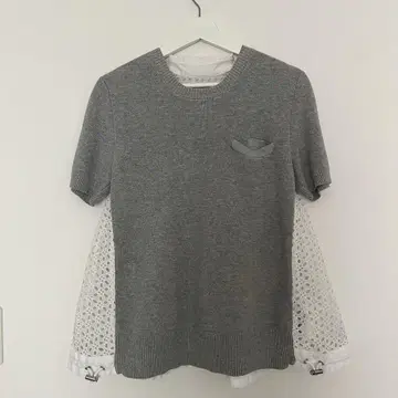사카이 새상품급 니트 반팔 도킹 썸머 니트 레이스 이소재