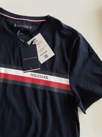 TOMMY HILFIGER 네이비 반팔 티셔츠 M 남성/여성