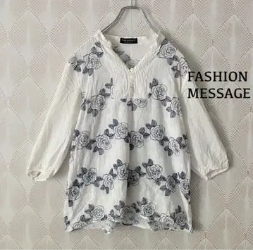 FASHIONMESSAGE 블라우스 셔츠 튜닉 7부 소매 면 b463