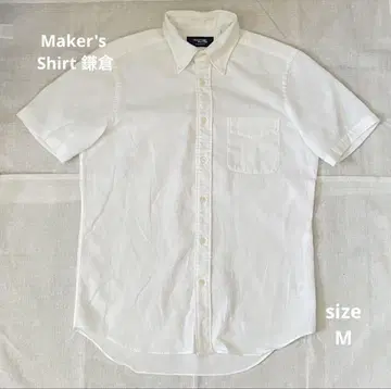 Maker's Shirt Kamakura 화이트 M 사이즈 옷깃 버튼