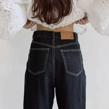 Thevon. Yuna 기획 하이 웨스트 스트레이트 데님 팬츠 S 블랙