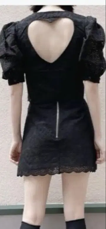 릴릴리 코튼 레이스 하트 상의 셋업