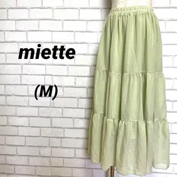 miette 미엣 티어드 롱 스커트 맥시 길이 옐로우 그린 라이트 그린