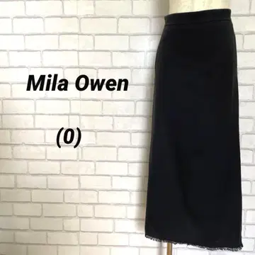 Mila Owen 미라 오웬 롱 스커트 블랙 프린지 코튼 면