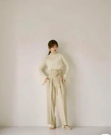 eaphi 벨트 리본 하이웨이스트 팬츠
