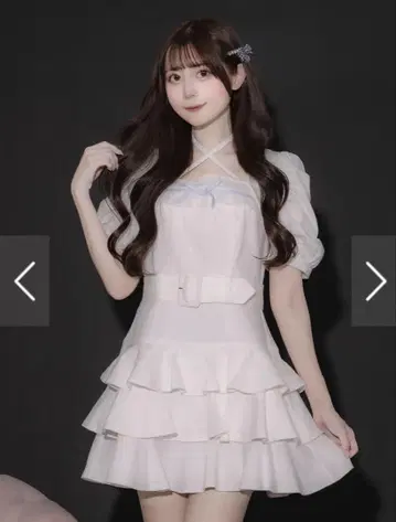 pium 티어드 프릴 미니 원피스 [화이트]