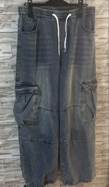 택 없음 새상품 카고 데님 팬츠