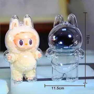 2개 세트 보호 케이스 Labubu 투명 스탠딩 및 앉은 보호 커버
