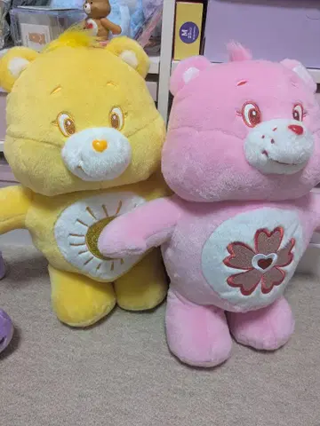 택 포함 케어 베어 반짝반짝 BIG 봉제 인형 4개 묶음 판매