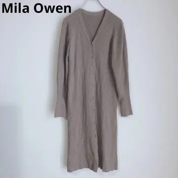 미라 오웬 긴팔 가디건 롱 기장 겉옷 양모 혼방 브라운 0
