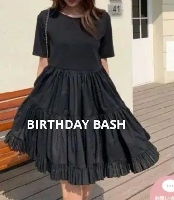 birthday bash 벌스데이 바쉬 티어드 미니 원피스 블랙