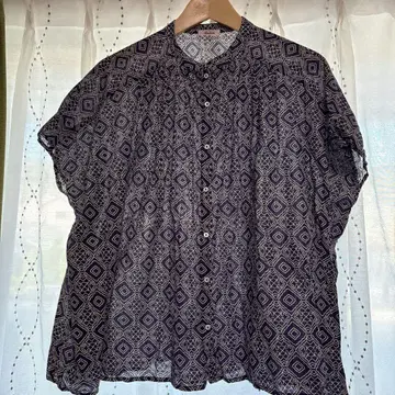 Brocante 기하학 패턴 반팔 셔츠 사이즈 2