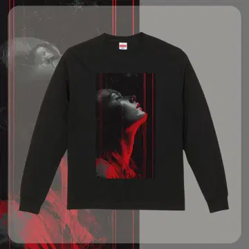 롱 슬리브 티셔츠 사진 프린트 다크 쿨