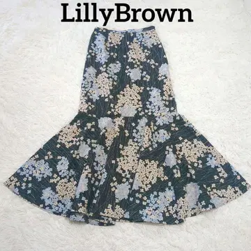 LillyBrown 릴리 브라운 머메이드 롱 스커트 보라색 꽃무늬