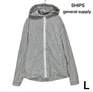 SHIPS 체크 무늬 나일론 자켓 L 지퍼 후드티