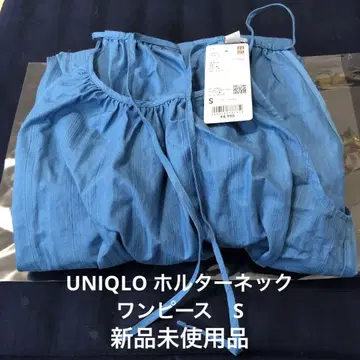 유니클로 홀터넥 원피스 슬리브리스 S 블루