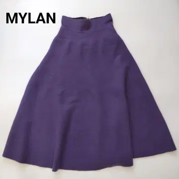 MYLAN 마이랜 캐시미어 100% 니트 플레어 스커트 롱 퍼플