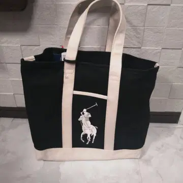 Ralph Lauren 토트백 블랙 폴로 말 자수