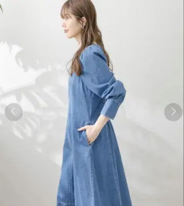 V 넥 핏 데님 드레스 원피스