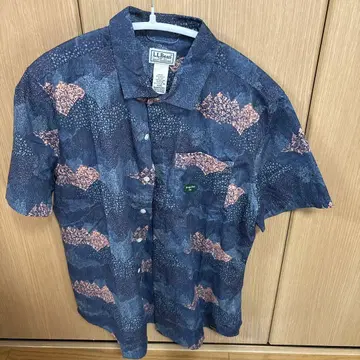 L.L.Bean 반팔 셔츠 M 네이비 계열 산 무늬