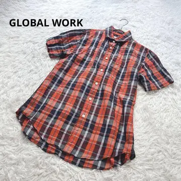 글로벌 워크 [M] 상의 셔츠 반팔 포케 체크