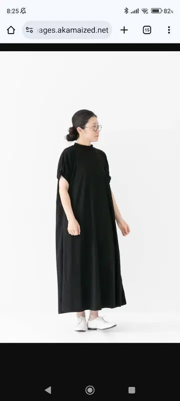 모크넥 소매 밴딩 맥시 원피스 prit