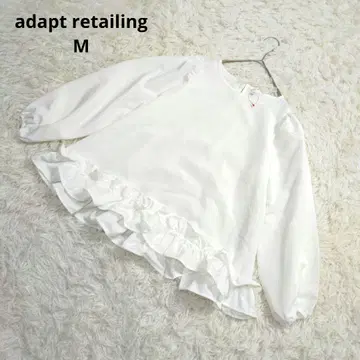 adapt retailing 긴팔 상의 블라우스 프릴 오피스 화이트 M
