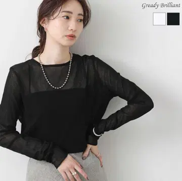 그레디 브릴리언트 소프트 면 튤 컷 티셔츠 블랙